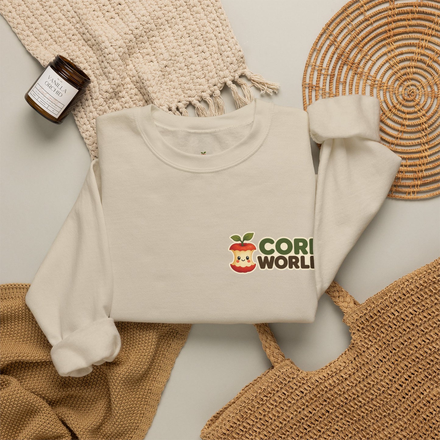 Core World Essential Crewneck Sweatshirt – Apple Core Mascot